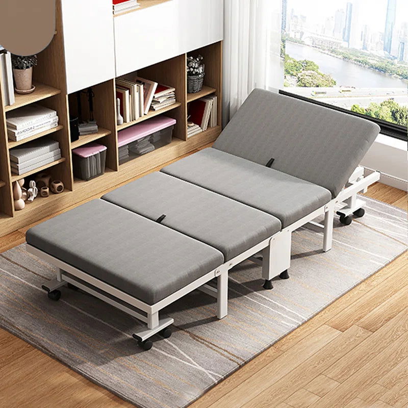 Furnishiaa Metal Upholstered Folding Bed with Mattress For Guests - Furnishiaa -  -